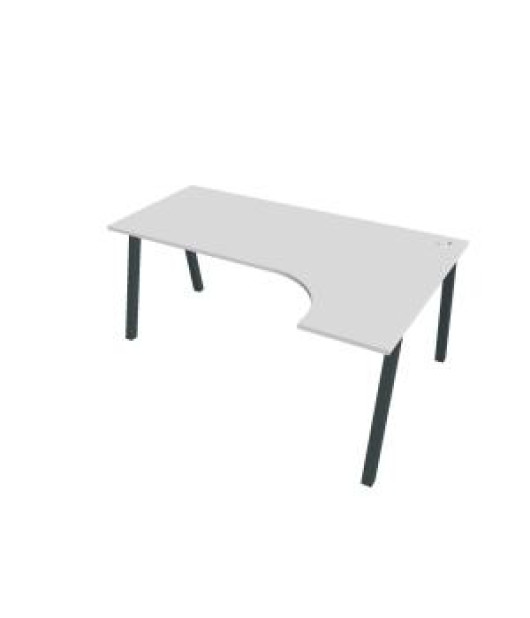 Pracovný stôl UNI A, ergo, ľavý, 180x75,5x120 cm, biela/čierna 
