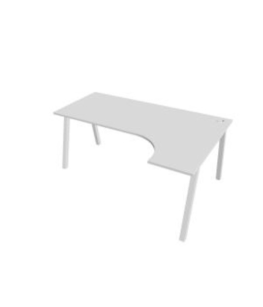 Pracovný stôl UNI A, ergo, ľavý, 180x75,5x120 cm, biela/biela 
