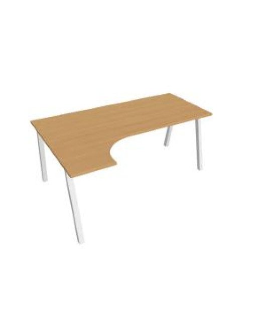 Pracovný stôl UNI A, ergo, pravý, 180x75,5x120 cm, buk/biela 