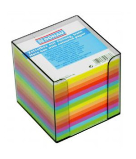 Bloček DONAU, kocka nelepená, 90 x 90 x 90 mm, neónové farby, v dymovej krabičke 