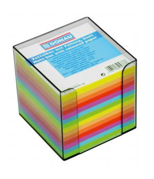 Bloček DONAU, kocka nelepená, 90 x 90 x 90 mm, neónové farby, v dymovej krabičke 