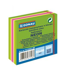 Bloček Donau neónový 50 x 50 mm, mix neónových farieb, 250 lístkov 