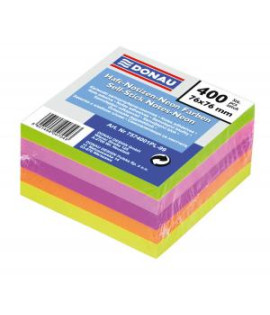 Bloček DONAU 76 x 76 mm, 5 neónových farieb, 400 lístkov 