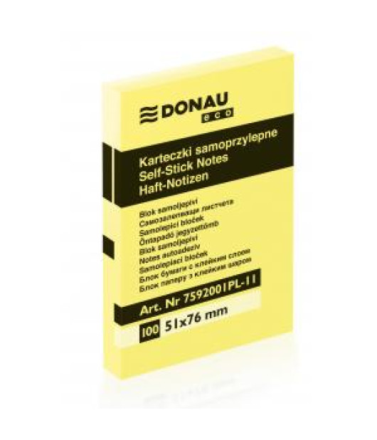 Samolepiaci bloček Donau Eco žltý 51x76mm 