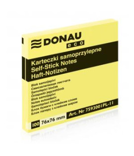 Samolepiaci bloček Donau Eco žltý 76x76mm 