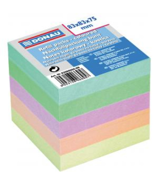 Poznámkový bloček kocka nelepená, 83x83x75 mm, pastelové farby 