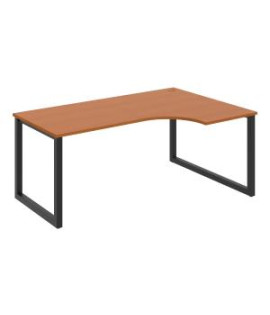Pracovný stôl UNI O, ergo, ľavý, 180x75,5x120 cm, čerešňa/čierna 