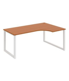 Pracovný stôl UNI O, ergo, ľavý, 180x75,5x120 cm, čerešňa/biela 