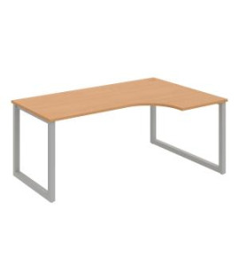 Pracovný stôl UNI O, ergo, ľavý, 180x75,5x120 cm, buk/sivá 