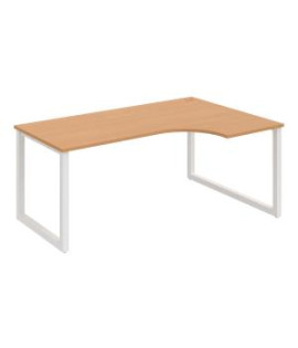 Pracovný stôl UNI O, ergo, ľavý, 180x75,5x120 cm, buk/biela 