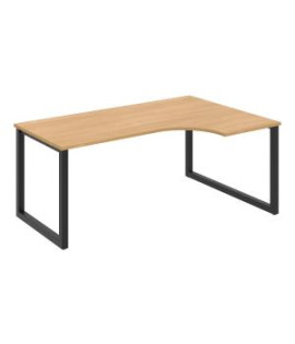 Pracovný stôl UNI O, ergo, ľavý, 180x75,5x120 cm, dub/čierna 