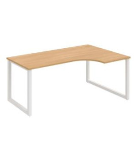 Pracovný stôl UNI O, ergo, ľavý, 180x75,5x120 cm, dub/biela 