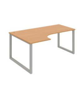 Pracovný stôl UNI O, ergo, pravý, 180x75,5x120 cm, buk/sivá 