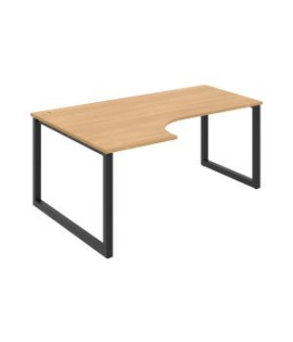Pracovný stôl UNI O, ergo, pravý, 180x75,5x120 cm, dub/čierna 