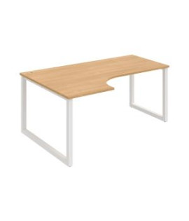 Pracovný stôl UNI O, ergo, pravý, 180x75,5x120 cm, dub/biela 