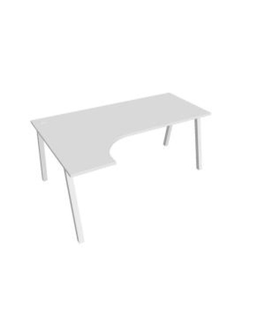 Pracovný stôl UNI A, ergo, pravý, 180x75,5x120 cm, biela/biela 