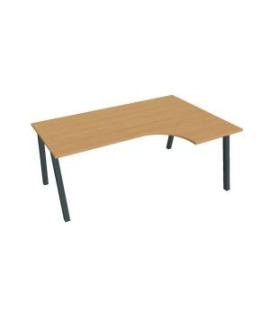 Pracovný stôl UNI A, ergo, ľavý, 180x75,5x120 cm, buk/čierna 