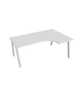 Pracovný stôl UNI A, ergo, ľavý, 180x75,5x120 cm, biela/sivá 
