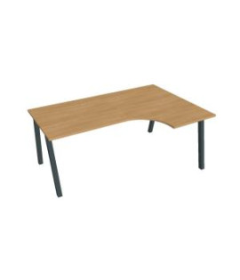 Pracovný stôl UNI A, ergo, ľavý, 180x75,5x120 cm, dub/čierna 