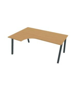 Pracovný stôl UNI A, ergo, pravý, 180x75,5x120 cm, buk/čierna 