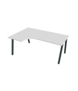 Pracovný stôl UNI A, ergo, pravý, 180x75,5x120 cm, biela/čierna 