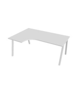 Pracovný stôl UNI A, ergo, pravý, 180x75,5x120 cm, biela/biela 
