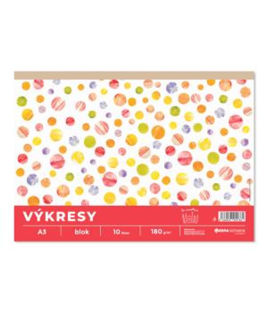 Výkresy 180g, A3, 10 ks v bloku, farba biela 