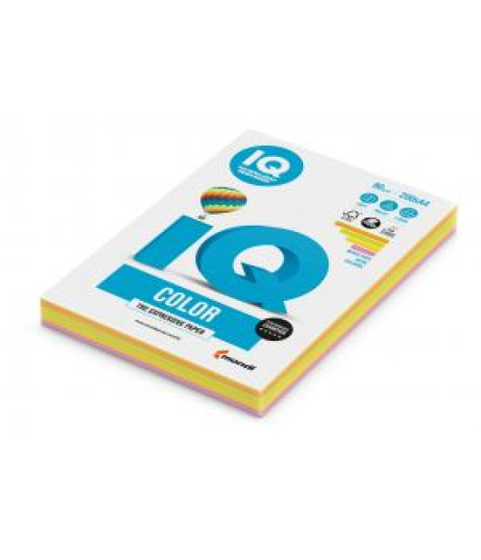 Farebný papier IQ color 4x50 mix neónové farby, A4, 80g 