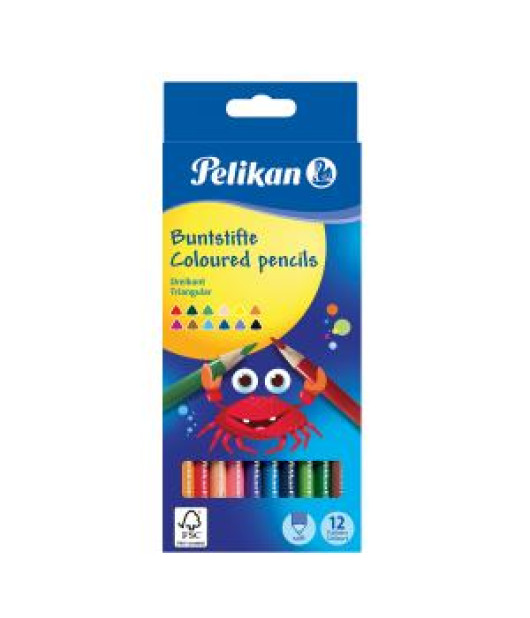 Farbičky Pelikan trojhranné tenké 12 ks 