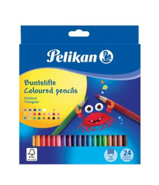Farbičky Pelikan trojhranné tenké 24 ks 