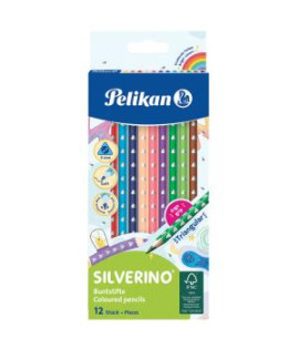Farbičky Pelikan Silverino trojhranné tenké, sada 12 ks 