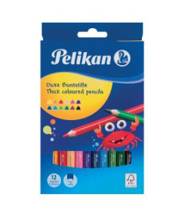 Farbičky Pelikan trojhranné hrubé 12 ks 