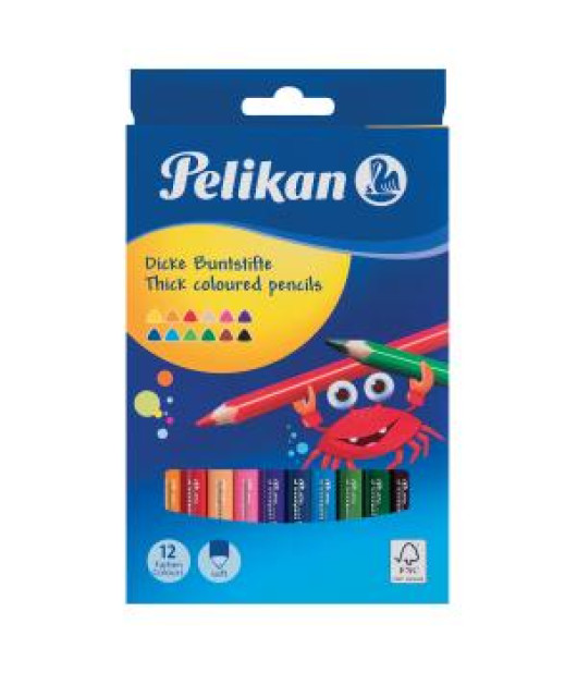 Farbičky Pelikan trojhranné hrubé 12 ks 