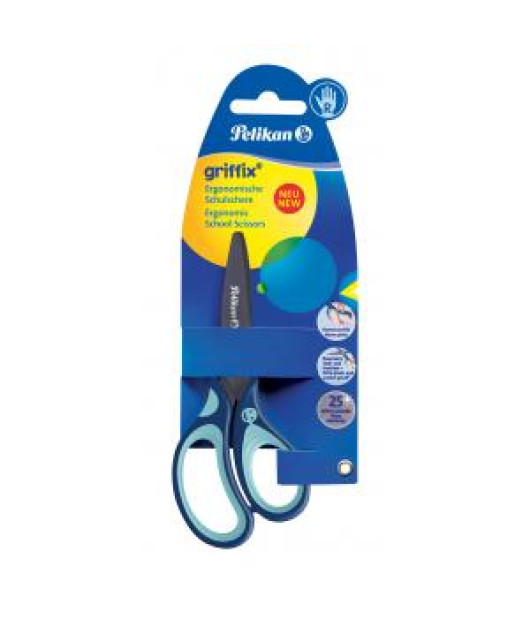 Nožnice Pelikan Griffix pre pravákov v blistri modré 