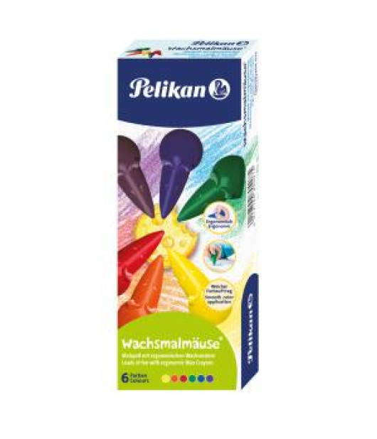 Voskové pastelky Pelikan Myška 6 ks v krabičke 