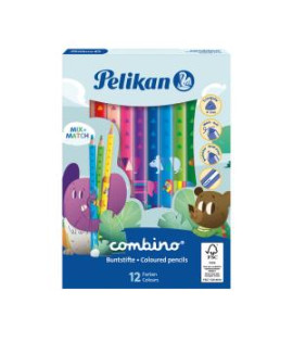 Farbičky Pelikan Combino so zvieracími motívmi silné 12ks 