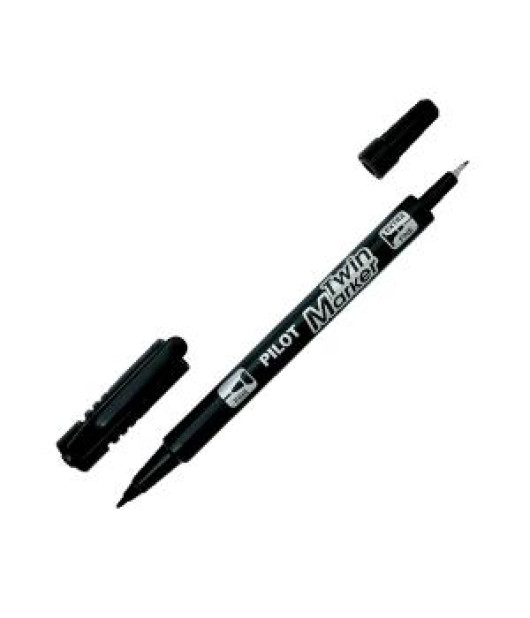 Popisovač obojstranný PILOT Twin Marker BeGreen 0,5 + 0,3 mm čierny 