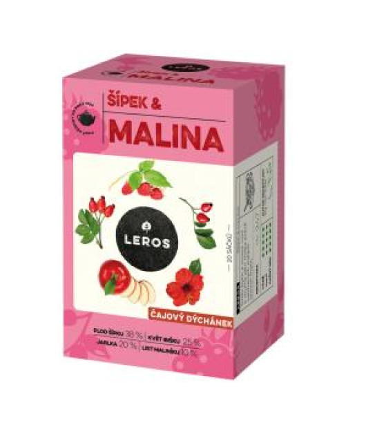 Čaj LEROS bylinný Čajová chvíľka šípka & malina HB 20 x 2 g 