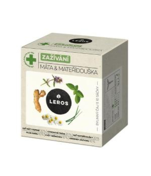 Čaj LEROS bylinný Natur Imunita trávenie, mäta & materina dúška HB 10 x 1,5 g 