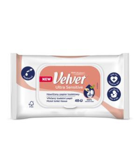 Vlhčený toaletný papier VELVET Ultra sensitive 48 ks 