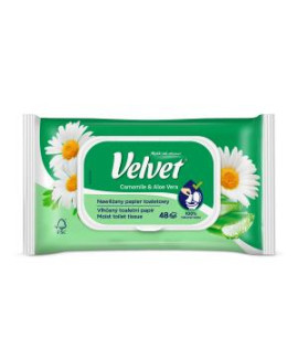 Vlhčený toaletný papier VELVET Camomile a Aloe vera 48 ks 