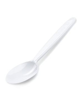 Kávove lyžičky plastové znovu použiteľné biele 13 cm (50 ks) 