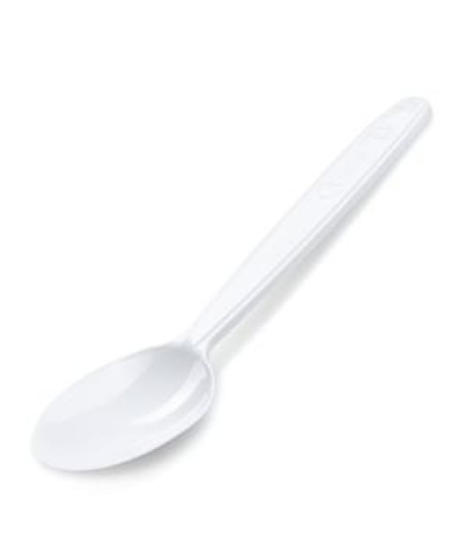 Kávove lyžičky plastové znovu použiteľné biele 13 cm (50 ks) 