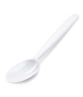 Lyžice plastové znovu použiteľné biele 18,5 cm (50 ks) 