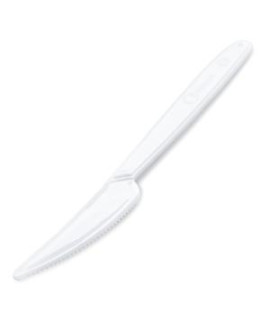 Nože plastové znovu použiteľné biele 18,5 cm (50 ks) 