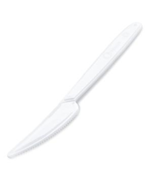 Nože plastové znovu použiteľné biele 18,5 cm (50 ks) 