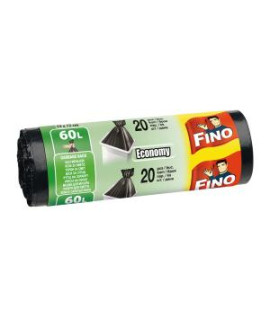 Vrecia zaväzovacie FINO Economy 60 ℓ, 13 mic., 59 x 72 cm, čierne (20 ks) 