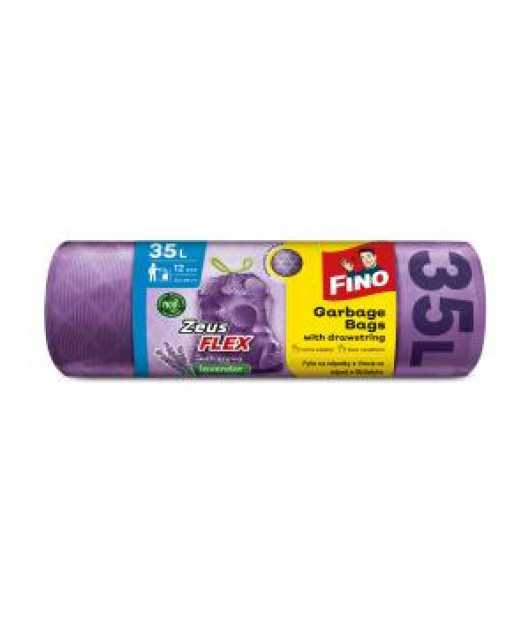 Vrecia zaťahovacie FINO Zeus FLEX AROMATIC 35 ℓ, 28 mic. 53 x 59 cm, fialové (12 ks) 