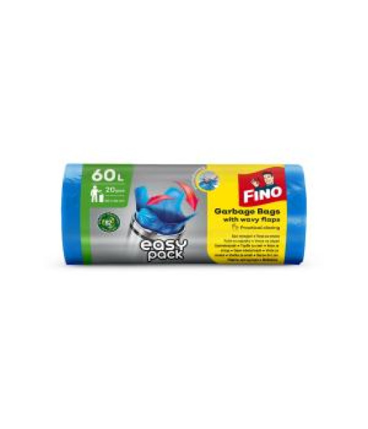 Vrecia zaväzovacie FINO Easy pack 60 ℓ, 18 mic., 60 x 66 cm, modré (20 ks) 