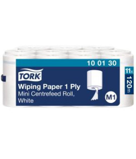 Papierové utierky v roliach TORK Advanced Centerfeed mini biele M1, návin 120 m (11 ks) 